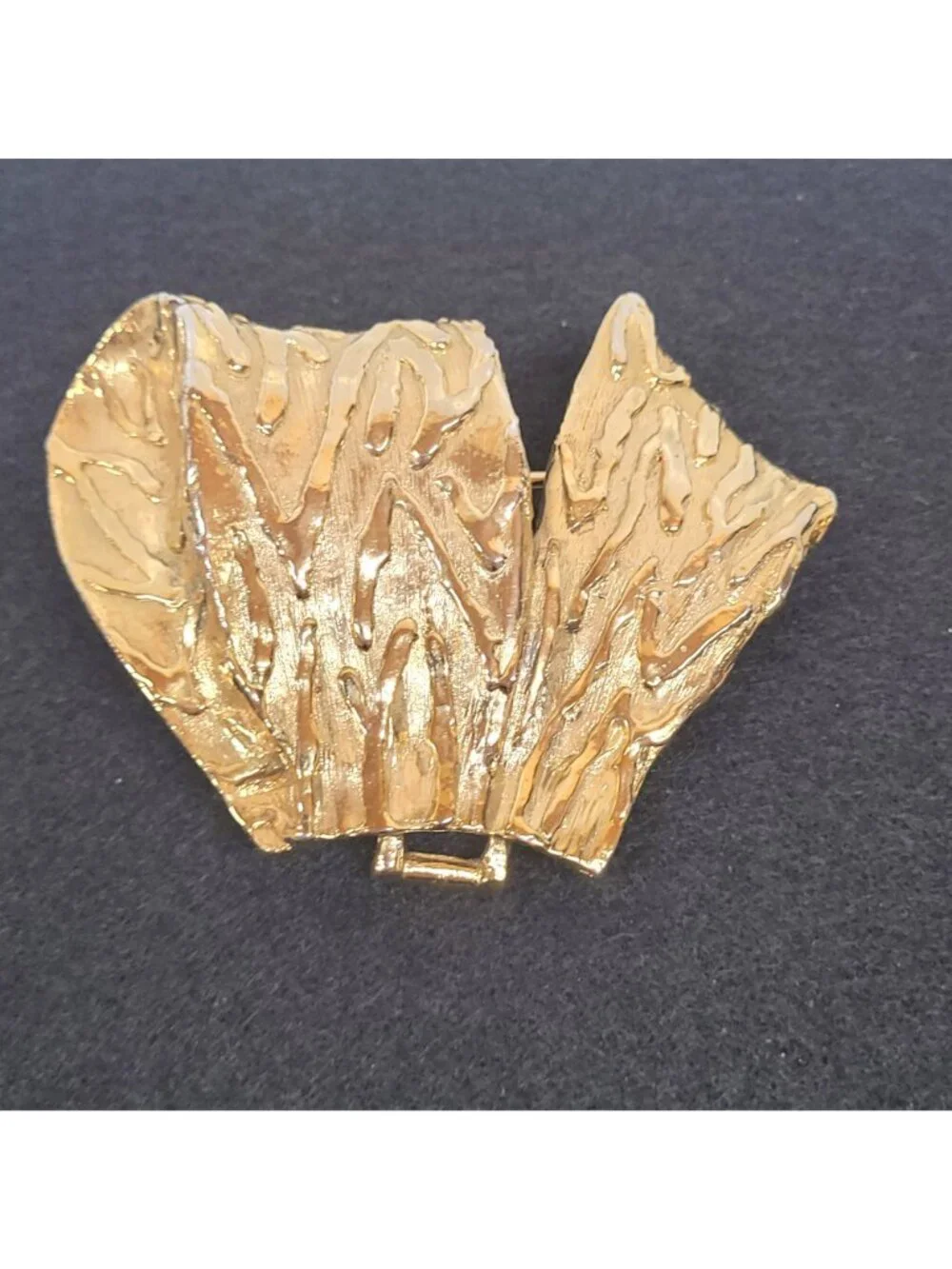 Mimi Di N 2 Piece Bow Belt Buckle 1987 Gold Tone 5 3/4